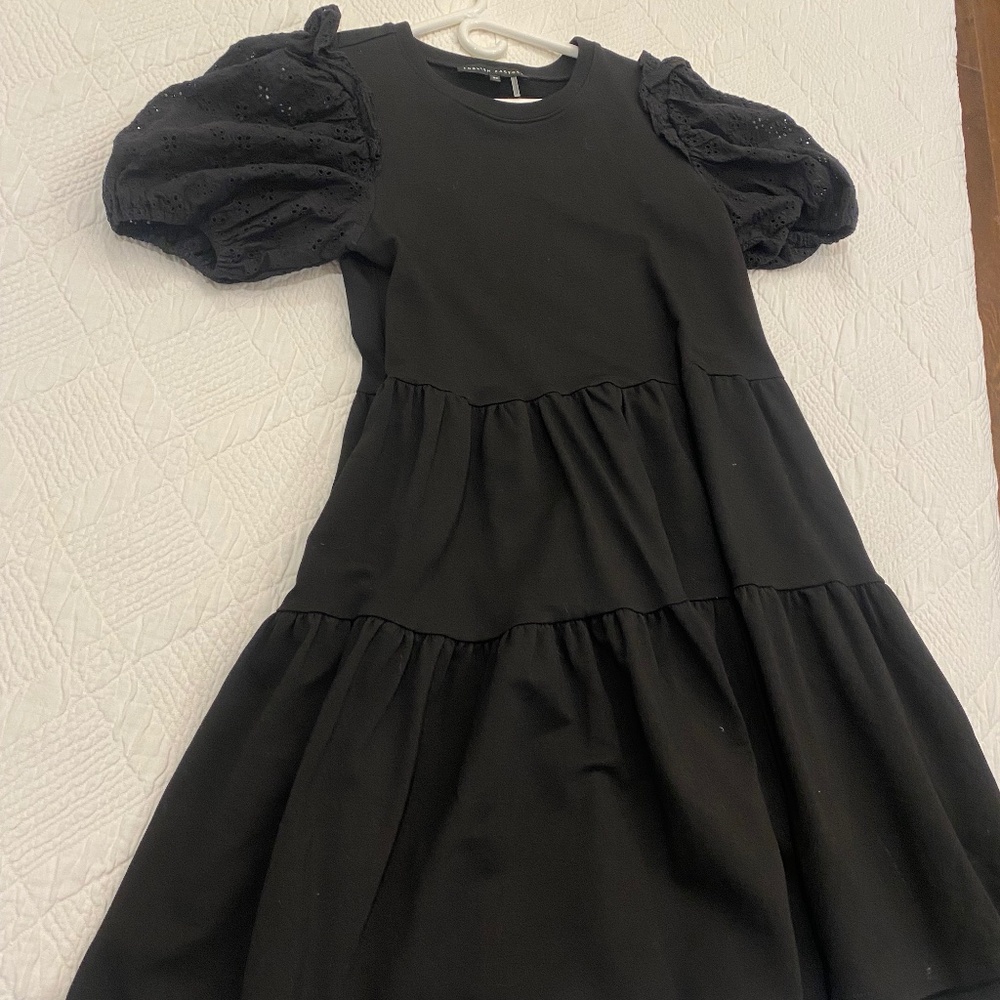 English Factory Black puff sleeve dress